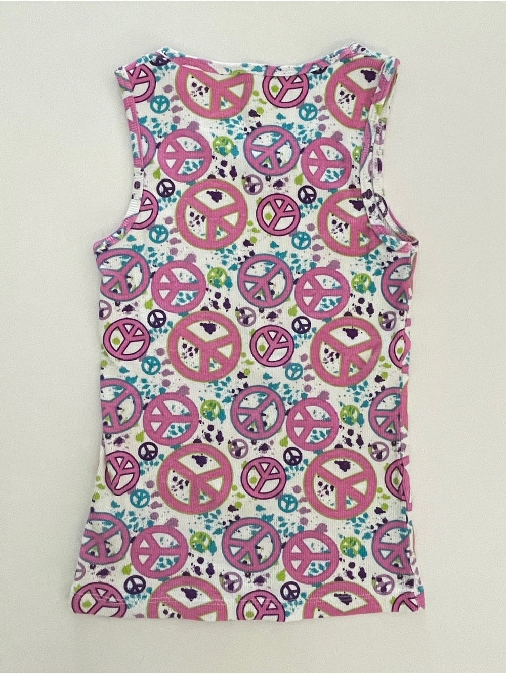 Girls Peace Sign Tank Top & Lime Green Shorts Set - Size M - Picture 3 of 7